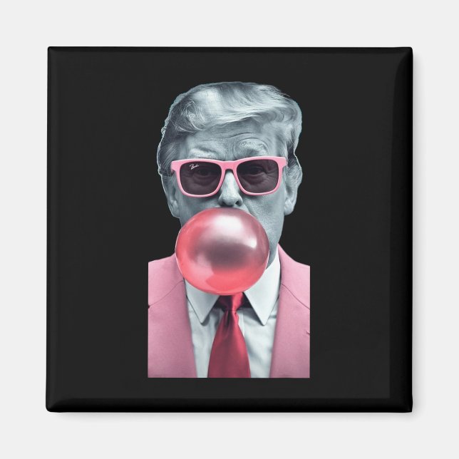 Funny Pink Trump Bubble Gum Yum T-Shirt Magnet (Vorne)