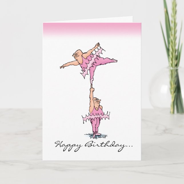 Funny Pink Tutu Guys Carte d'anniversaire (Devant)