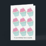 Funny Pink und Aqua Eat Cupcakes Birthday Card Karte<br><div class="desc">Cupcakes sind die besten,  besonders an deinem Geburtstag! Lass jemandem,  dass es in Ordnung ist,  mit den Kuchen auszugehen,  wenn sie einen besonderen Tag haben!</div>