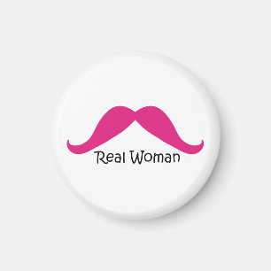 Funny Pink und Black Real Women Mustache Magnet