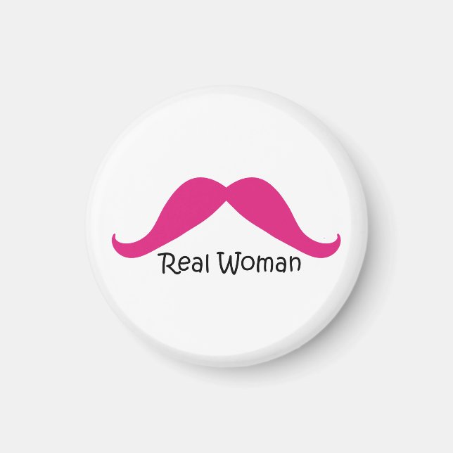 Funny Pink und Black Real Women Mustache Magnet (Vorne)
