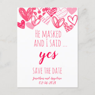Funny Pink Valentine's Save the Date Ankündigungspostkarte