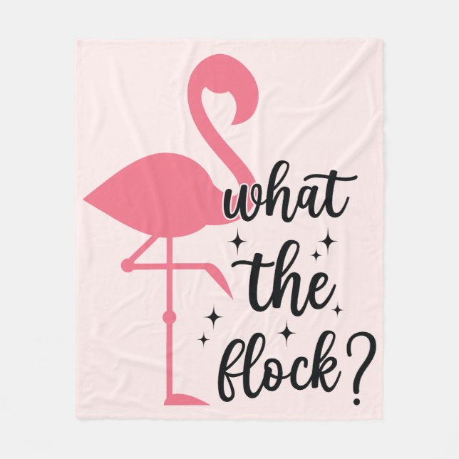 Funny Pink Was für ein Flamingo Flock Fleecedecke (Vorderseite)