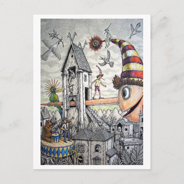 Funny Pinocchio Postkarte (Vorderseite)