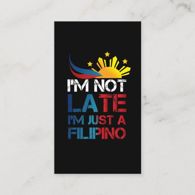 Funny Pinoy Jokes Punctuality Philippinen Filipino Visitenkarte (Vorderseite)