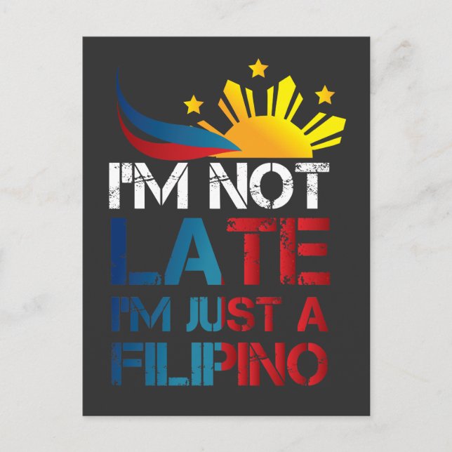 Funny Pinoy Jokes Punctuality Philippines Filipino Postkarte (Vorderseite)