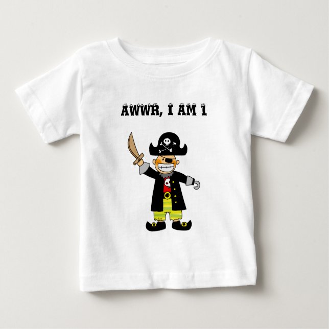 Funny Pirate Birthday Age 1 Design Baby T-shirt (Vorderseite)