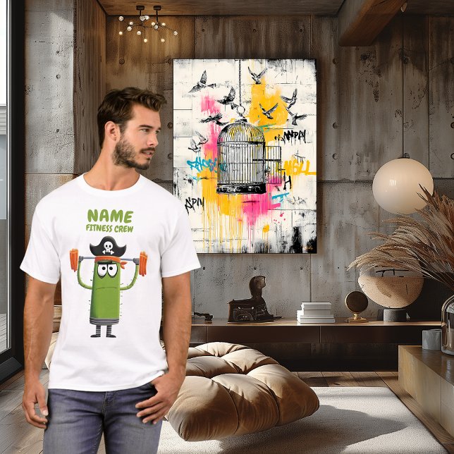 Funny Pirate Cactus Fitness Crew | Benutzerdefinie T-Shirt (Von Creator hochgeladen)