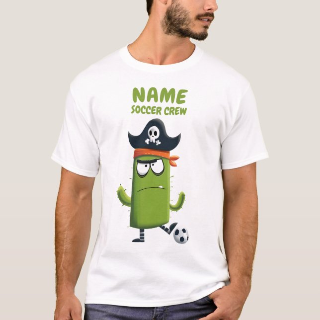 Funny Pirate Cactus Soccer Crew | Individuelle Spo T-Shirt (Vorderseite)