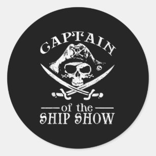 Funny Pirate Design Captain Ship Show Boati Runder Aufkleber