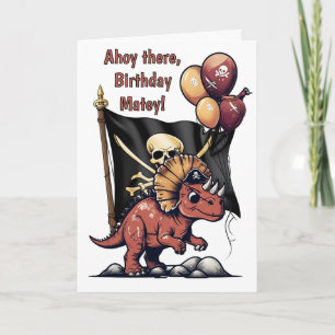 Funny Pirate Dinosaur Bitthday Karte