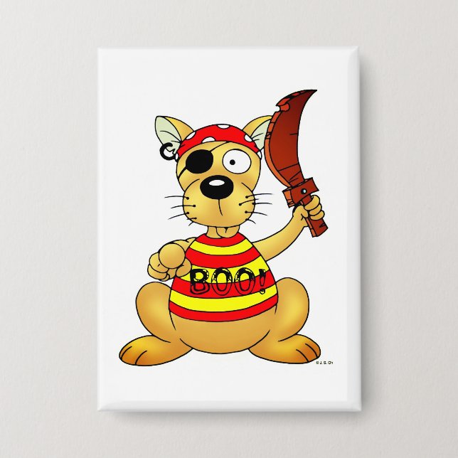 Funny Pirate Dog with Toy Sword Button (Vorderseite)