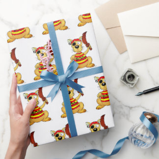 Funny Pirate Dog with Toy Sword Geschenkpapier