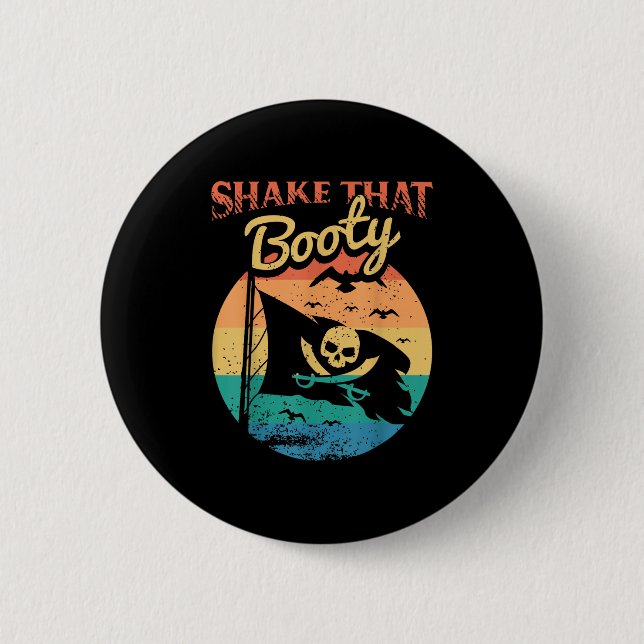 Funny Pirate Freebooter Buccaneer Karibisches Adve Button (Vorderseite)