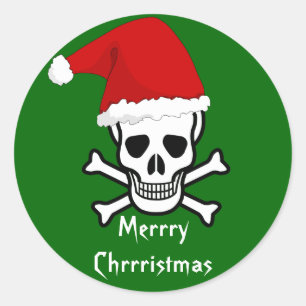 Funny Pirate Merry Christmas Gruß Arrgh Matey Runder Aufkleber