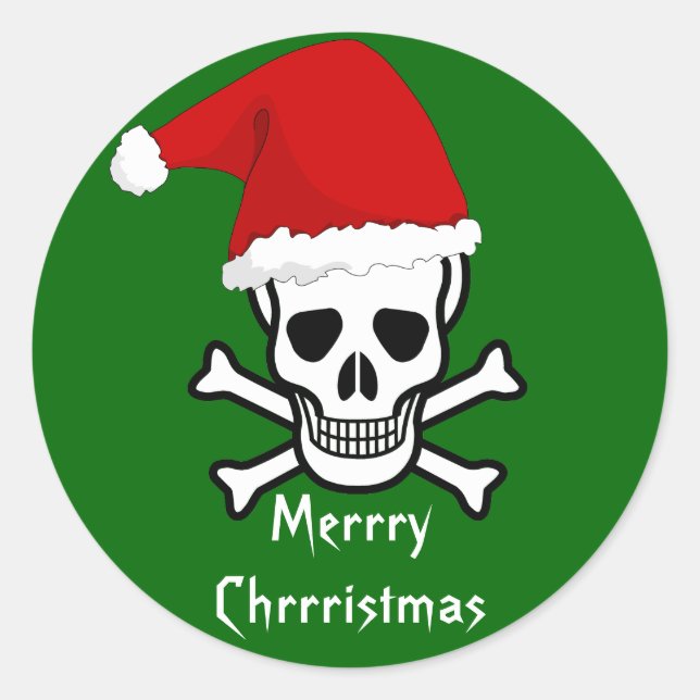 Funny Pirate Merry Christmas Gruß Arrgh Matey Runder Aufkleber (Vorderseite)