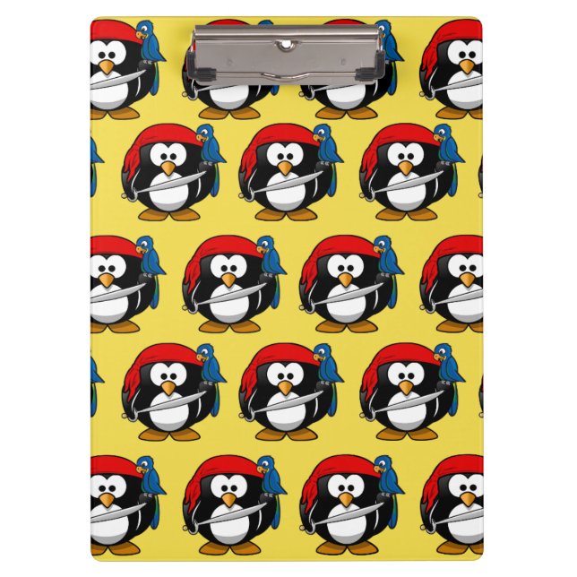 Funny Pirate Pinguin Klemmbrett (Vorderseite)
