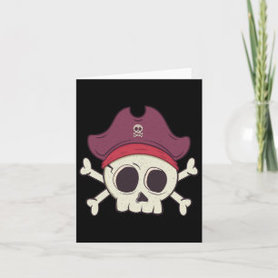 Funny Pirate Skull Cartoon Halloween Karte