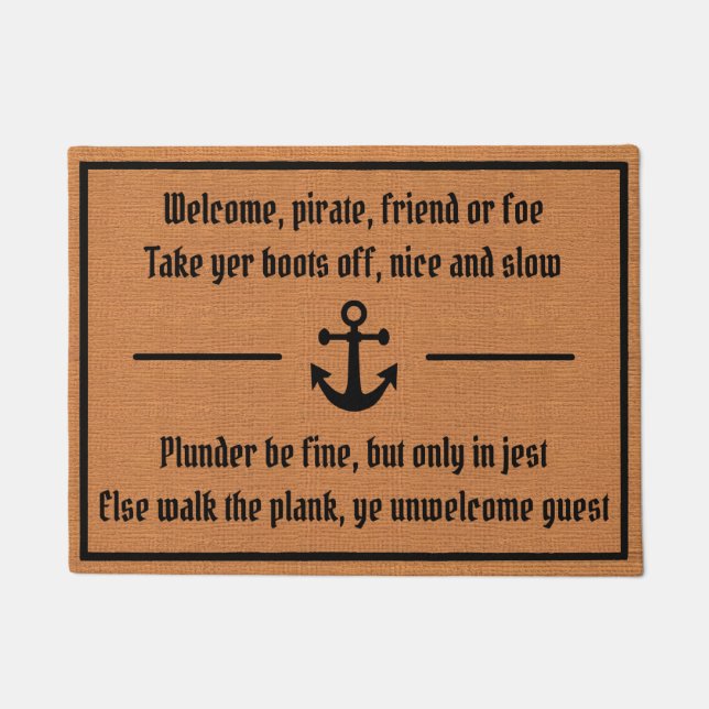 Funny Pirate Spaß Rustic Brown Minimalistisch Boat Fußmatte (Vorderseite)