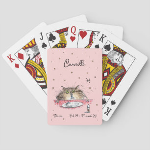 Funny Pisces Zodiac Cat Star Sternzeichen Horoskop Spielkarten