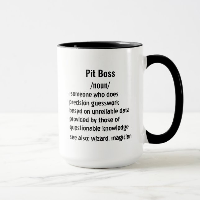 Funny Pit Boss Definition Geschenke für Männer Fra Tasse (Rechts)