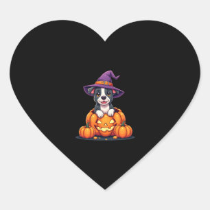 Funny Pitbull Hexch Pumpkin Dog Halloween Mens Wom Herz-Aufkleber