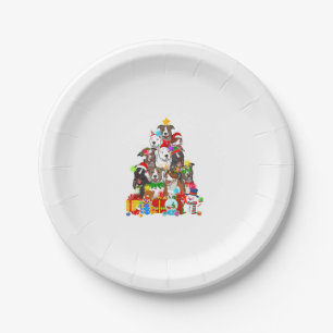 Funny Pitbull Hund Weihnachtsbaum Lichter Welpen H Pappteller