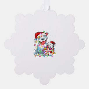 Funny Pitbull Hund Weihnachtsweihnachtsfest T-Shir Ornament Karte