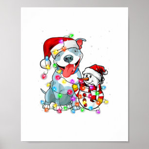 Funny Pitbull Hund Weihnachtsweihnachtsfest T-Shir Poster