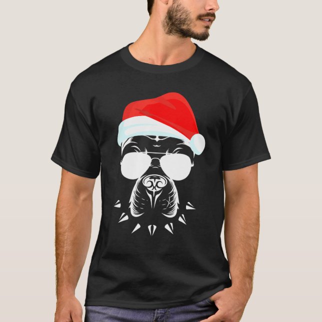 Funny Pitbull Hunde Brille mit Hutbart C T-Shirt (Vorderseite)