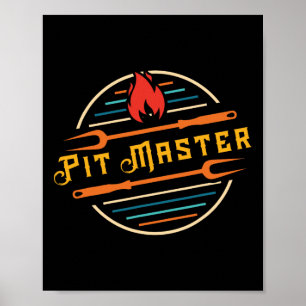 Funny Pitmaster Graphic Grillen Grill Fork Retro P Poster
