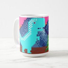 Funny Pixel Gamer Pixelated- Dinosaur Illustration Kaffeetasse