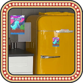 Funny Pixel Gamer Pixelated- Dinosaur Illustration Magnet
