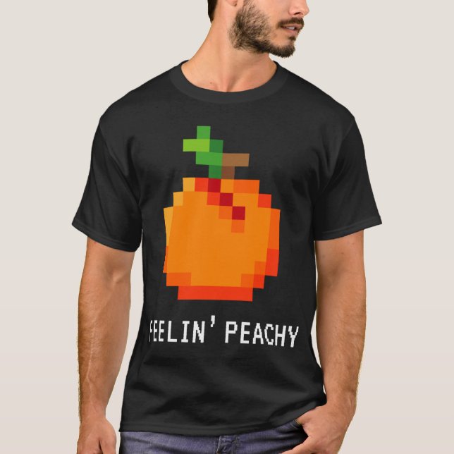 Funny Pixel Peach - Retro 8 - Bit Arcade Gamer Fee T-Shirt (Vorderseite)