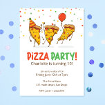 Funny Pizza Birthday Party Einladung<br><div class="desc">Set den Ton für ein fantastisches Party mit dieser farbenfrohen Einladung. Mit 3 einzigartigen, handgezeichneten Pizzaslicen im kawaii-Stil. Diese Einladung kann für Jung und Alt genutzt werden, da Pizza für jedes Alter ist. Der Text "Pizza Party" wurde für diese Einladung entworfen, die Erholung des Textes kann auf Ihre Bedürfnisse angepasst...</div>
