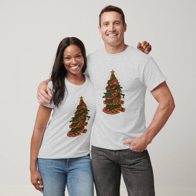 Funny Pizza Christmas Tree T-Shirt (Unisex)