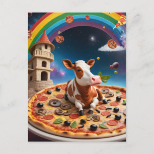 Funny Pizza Cow Postkarte