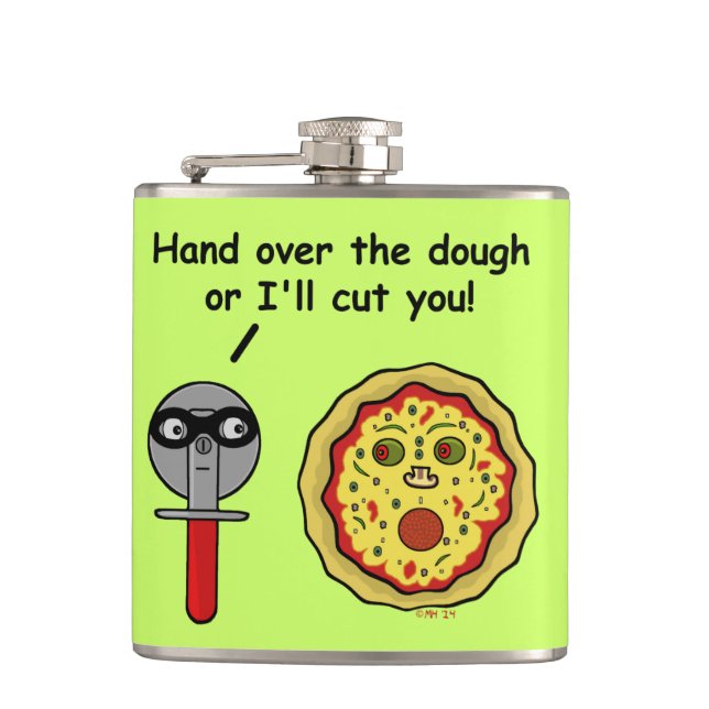 Funny Pizza Cutter Teigpuffer Flachmann (Vorderseite)