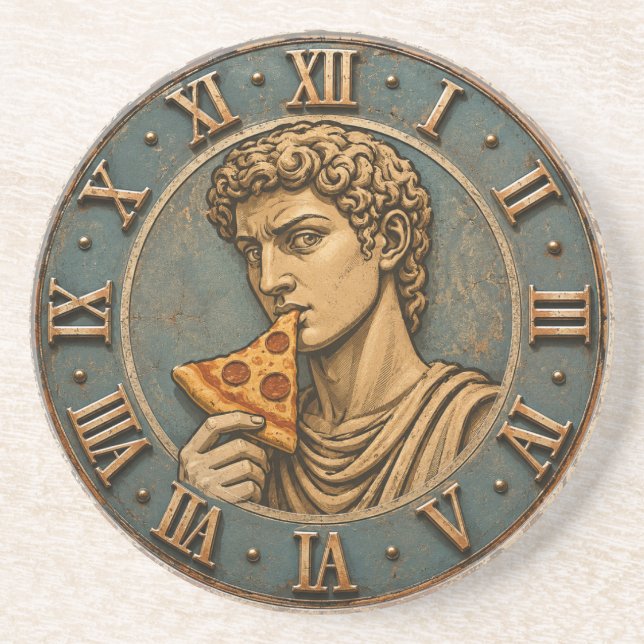 Funny Pizza David Renaissance Art Parody Kitchen  Getränkeuntersetzer (Vorne)