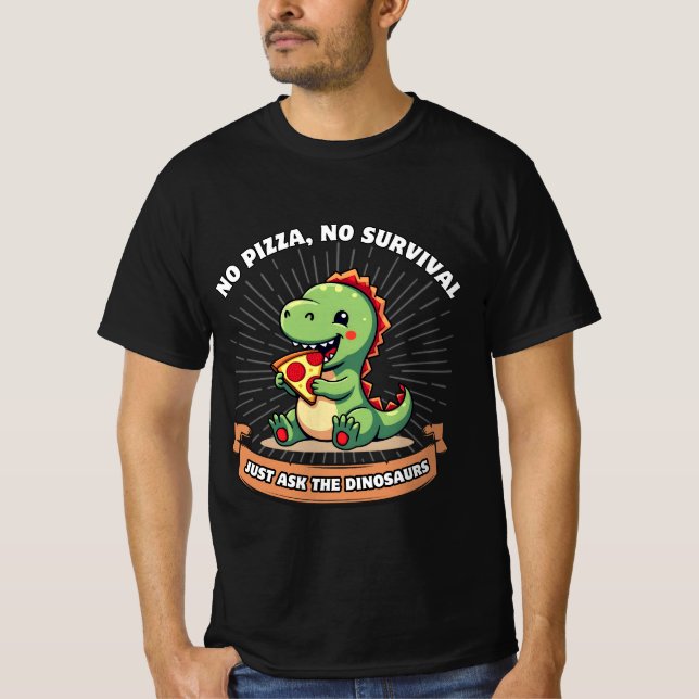 Funny Pizza Dinosaurs Lover Niedlich Dino essen Pi T-Shirt (Vorderseite)