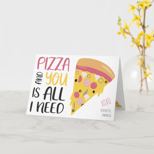 Funny Pizza Drehgalentine 3 Fotos Collage Karte (Gelbe Blume)