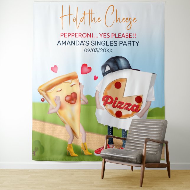 Funny Pizza Love Backdrop Wandteppich (Beispiel)