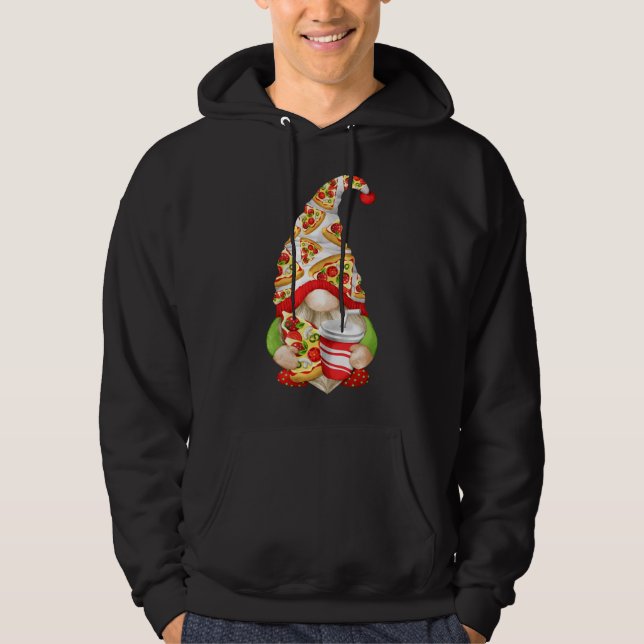 Funny Pizza Lover Gnome Niedlich Pizza Pattern Hoodie (Vorderseite)