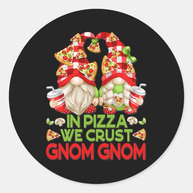 Funny Pizza Lover Gnomes For Women Men In Pizza Runder Aufkleber (Vorderseite)