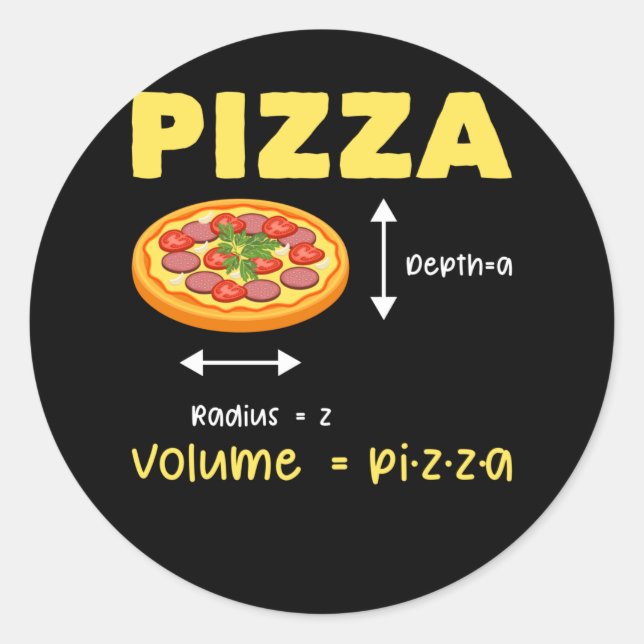 Funny Pizza Math Volume Calculation Food Lover Runder Aufkleber (Vorderseite)