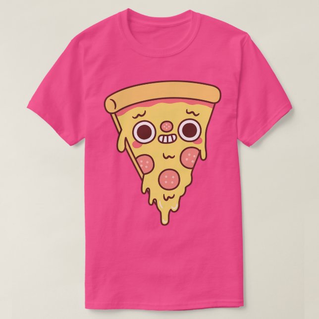 Funny Pizza mit Smirs Lächeln T-Shirt (Design vorne)
