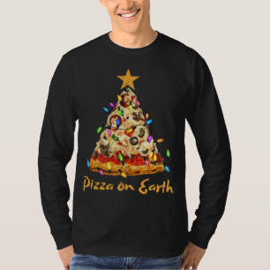 Funny Pizza on Earth Slice Weihnachtsbaum mit Lig T-Shirt