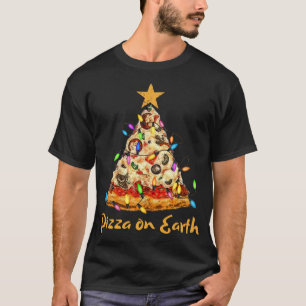 Funny Pizza on Earth Slice Weihnachtsbaum mit Lig T-Shirt