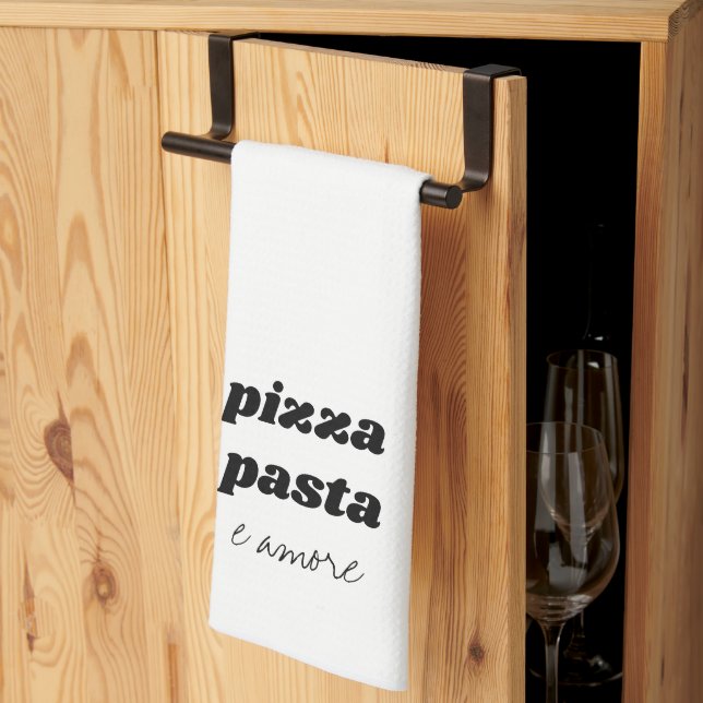 Funny Pizza Pasta Amore Name White Black Cooking Geschirrtuch (Drittel gefaltet)