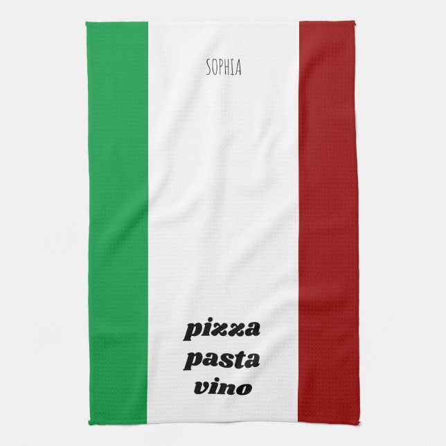 Funny Pizza Pasta Vino Name Italienische Küche Geschirrtuch (Vertikal)